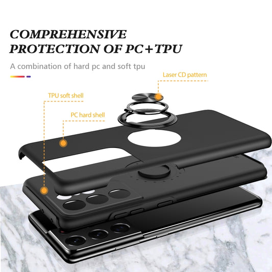 For Samsung Galaxy S21 Ultra 5G PC + TPU Shockproof Magnetic Protective Case with Invisible Ring Holder(Black) by buy2fix