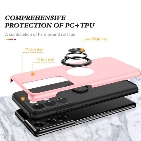 For Samsung Galaxy S21 Ultra 5G PC + TPU Shockproof Magnetic Protective Case with Invisible Ring Holder(Rose Gold) by buy2fix
