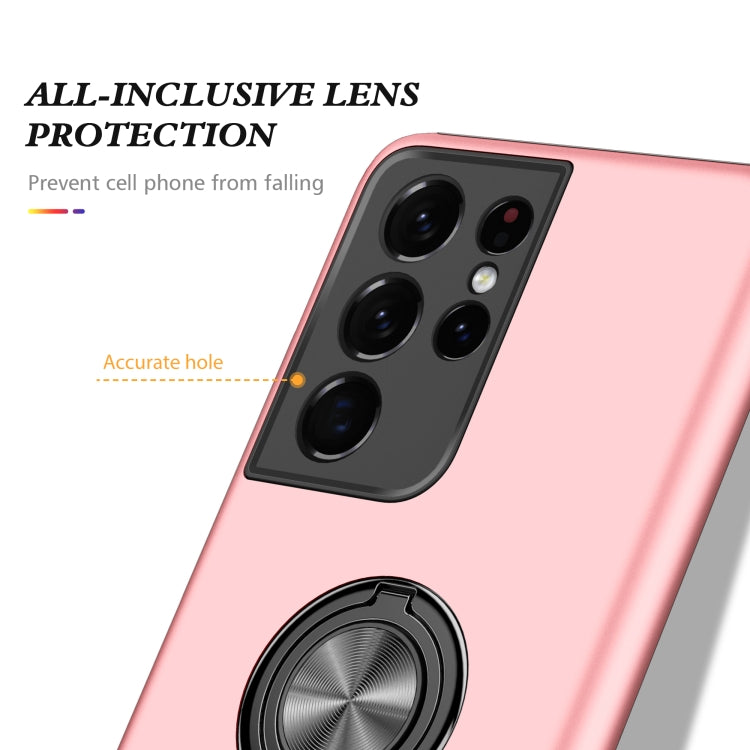 For Samsung Galaxy S21 Ultra 5G PC + TPU Shockproof Magnetic Protective Case with Invisible Ring Holder(Rose Gold) - Galaxy S21 Ultra 5G Cases by buy2fix | Online Shopping UK | buy2fix