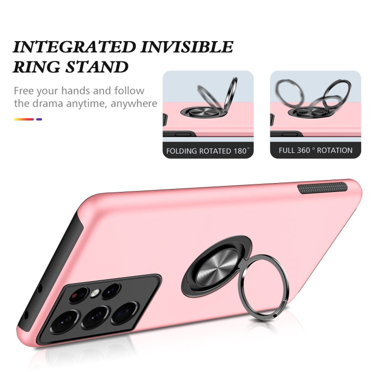 For Samsung Galaxy S21 Ultra 5G PC + TPU Shockproof Magnetic Protective Case with Invisible Ring Holder(Rose Gold) - Galaxy S21 Ultra 5G Cases by buy2fix | Online Shopping UK | buy2fix