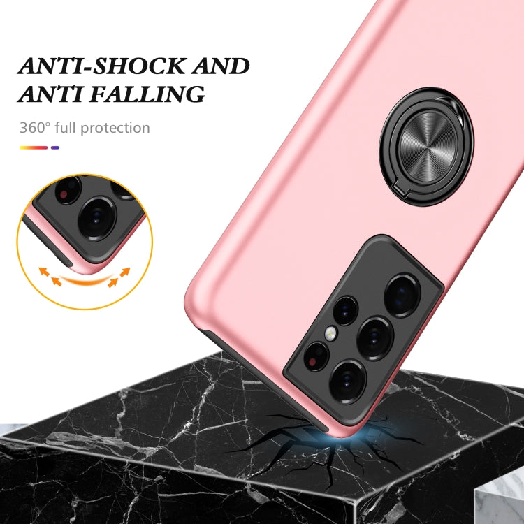 For Samsung Galaxy S21 Ultra 5G PC + TPU Shockproof Magnetic Protective Case with Invisible Ring Holder(Rose Gold) - Galaxy S21 Ultra 5G Cases by buy2fix | Online Shopping UK | buy2fix