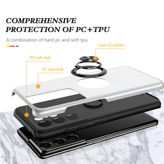 For Samsung Galaxy S21 Ultra 5G PC + TPU Shockproof Magnetic Protective Case with Invisible Ring Holder(Silver) by buy2fix