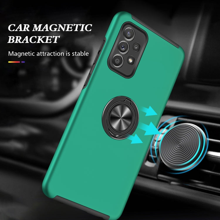 For Samsung Galaxy A52 PC + TPU Shockproof Magnetic Protective Case with Invisible Ring Holder(Dark Green) by buy2fix