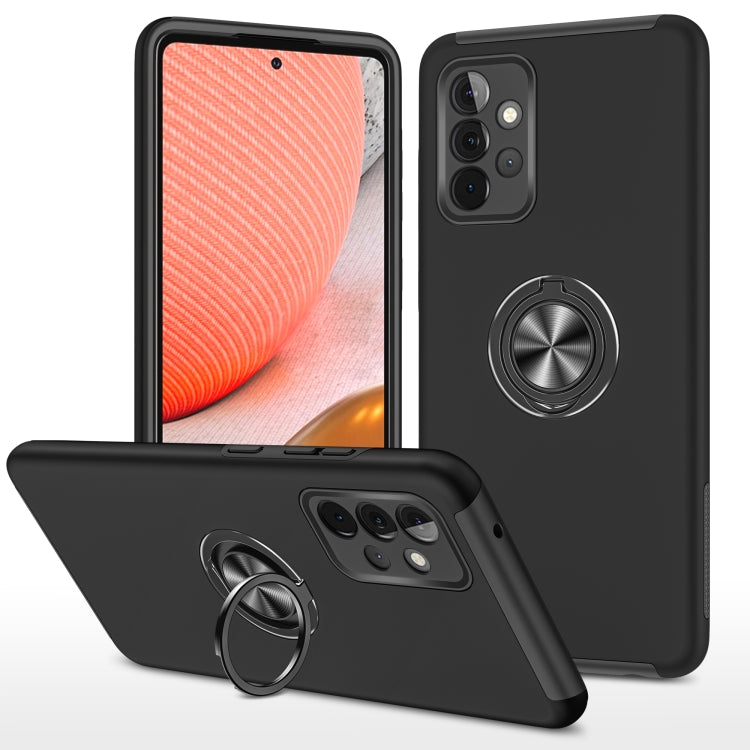 For Samsung Galaxy A72 PC + TPU Shockproof Magnetic Protective Case with Invisible Ring Holder(Black) - Galaxy Phone Cases by buy2fix | Online Shopping UK | buy2fix
