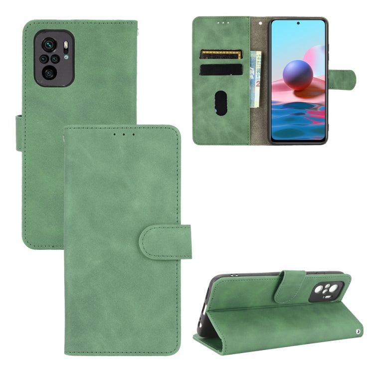 For Xiaomi Redmi Note 10S Solid Color Skin Feel Magnetic Buckle Horizontal Flip Calf Texture PU Leather Case with Holder & Card Slots & Wallet(Green) - Xiaomi Cases by buy2fix | Online Shopping UK | buy2fix