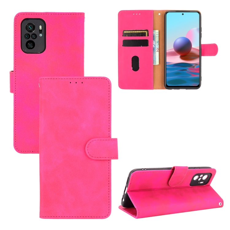 For Xiaomi Redmi Note 10S Solid Color Skin Feel Magnetic Buckle Horizontal Flip Calf Texture PU Leather Case with Holder & Card Slots & Wallet(Rose Red) - Xiaomi Cases by buy2fix | Online Shopping UK | buy2fix