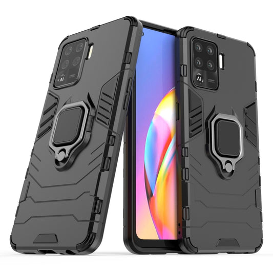 For OPPO A94 Shockproof PC + TPU Protective Case with Magnetic Ring Holder(Black) by buy2fix