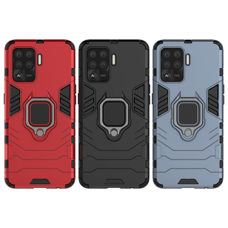 For OPPO A94 Shockproof PC + TPU Protective Case with Magnetic Ring Holder(Navy Blue) by buy2fix