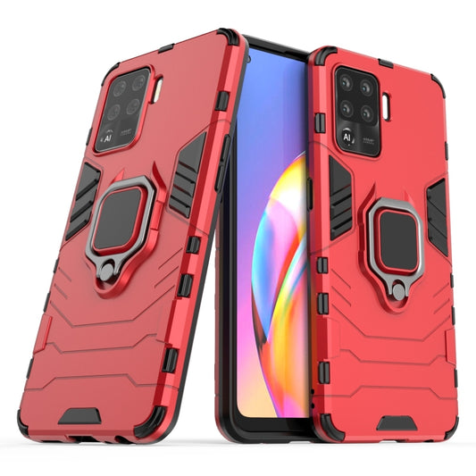 For OPPO A94 Shockproof PC + TPU Protective Case with Magnetic Ring Holder(Red) by buy2fix