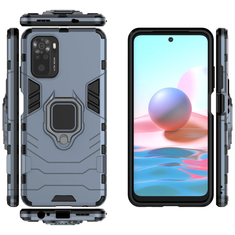 For Xiaomi Redmi Note 10 4G Shockproof PC + TPU Protective Case with Magnetic Ring Holder(Navy Blue) - Xiaomi Cases by buy2fix | Online Shopping UK | buy2fix