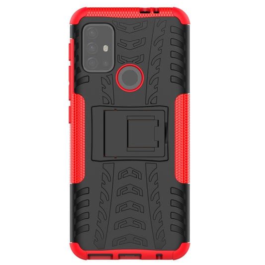 For Motorola Moto G30 Tire Texture Shockproof TPU+PC Protective Case with Holder(Red) by buy2fix