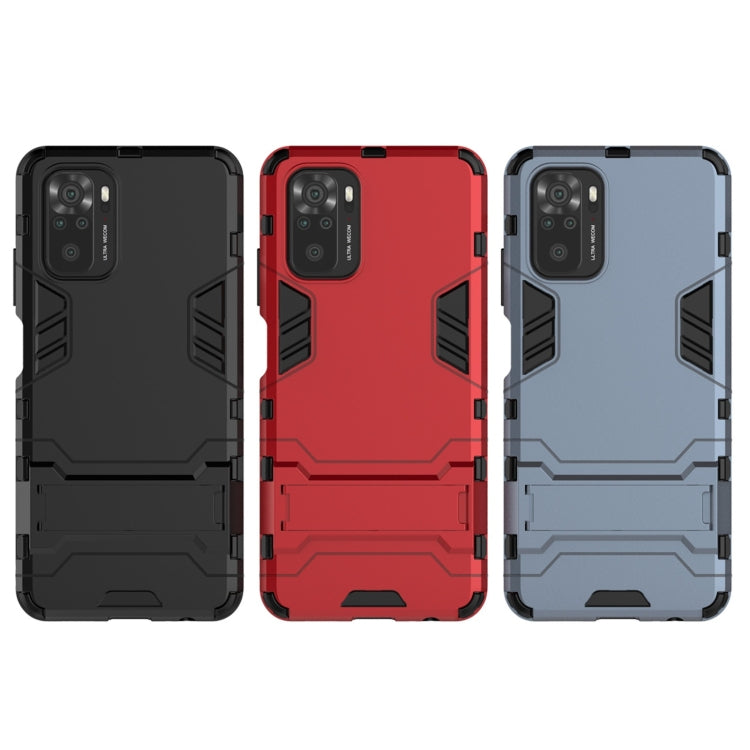 For Xiaomi Redmi Note 10 4G Shockproof PC + TPU Protective Case with Hidden Holder(Red) - Xiaomi Cases by buy2fix | Online Shopping UK | buy2fix