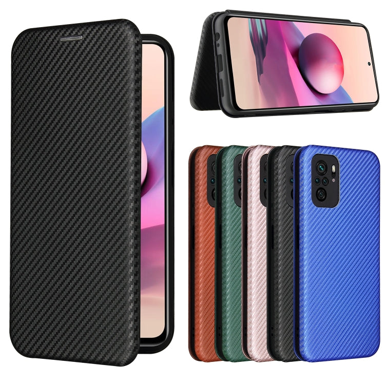 For Xiaomi Redmi Note 10 Pro Carbon Fiber Texture Horizontal Flip TPU + PC + PU Leather Case with Card Slot(Black) by buy2fix