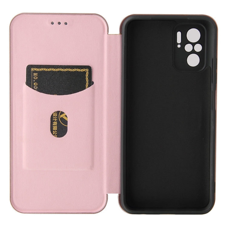 For Xiaomi Redmi Note 10 Pro Carbon Fiber Texture Horizontal Flip TPU + PC + PU Leather Case with Card Slot(Pink) - Xiaomi Cases by buy2fix | Online Shopping UK | buy2fix