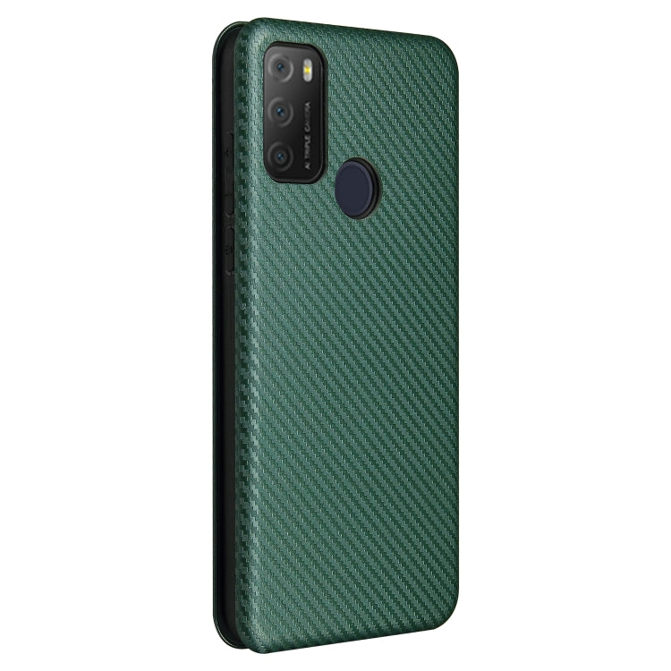 For alcatel 1S (2021) Carbon Fiber Texture Horizontal Flip TPU + PC + PU Leather Case with Card Slot(Green) - Alcatel Cases by buy2fix | Online Shopping UK | buy2fix