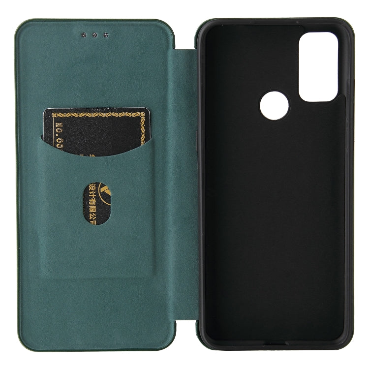 For alcatel 1S (2021) Carbon Fiber Texture Horizontal Flip TPU + PC + PU Leather Case with Card Slot(Green) - Alcatel Cases by buy2fix | Online Shopping UK | buy2fix