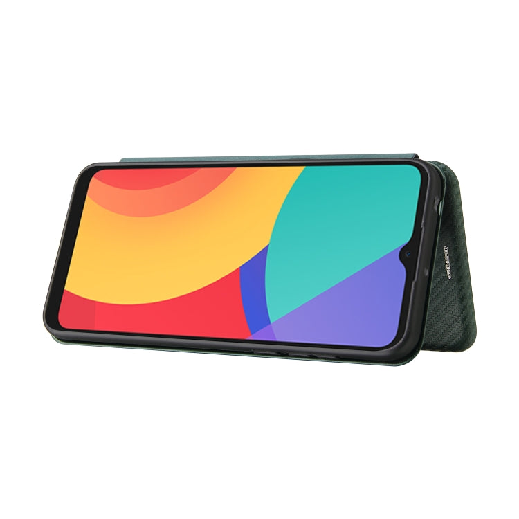 For alcatel 1S (2021) Carbon Fiber Texture Horizontal Flip TPU + PC + PU Leather Case with Card Slot(Green) - Alcatel Cases by buy2fix | Online Shopping UK | buy2fix