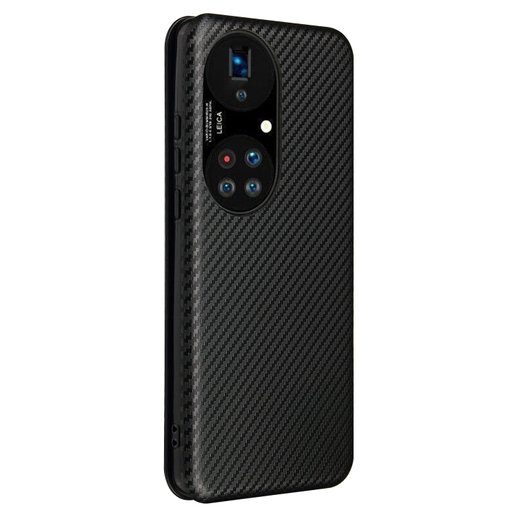 For Huawei P50 Pro Carbon Fiber Texture Horizontal Flip TPU + PC + PU Leather Case with Card Slot(Black) - Huawei Cases by buy2fix | Online Shopping UK | buy2fix