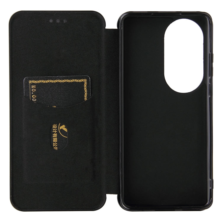 For Huawei P50 Pro Carbon Fiber Texture Horizontal Flip TPU + PC + PU Leather Case with Card Slot(Black) - Huawei Cases by buy2fix | Online Shopping UK | buy2fix