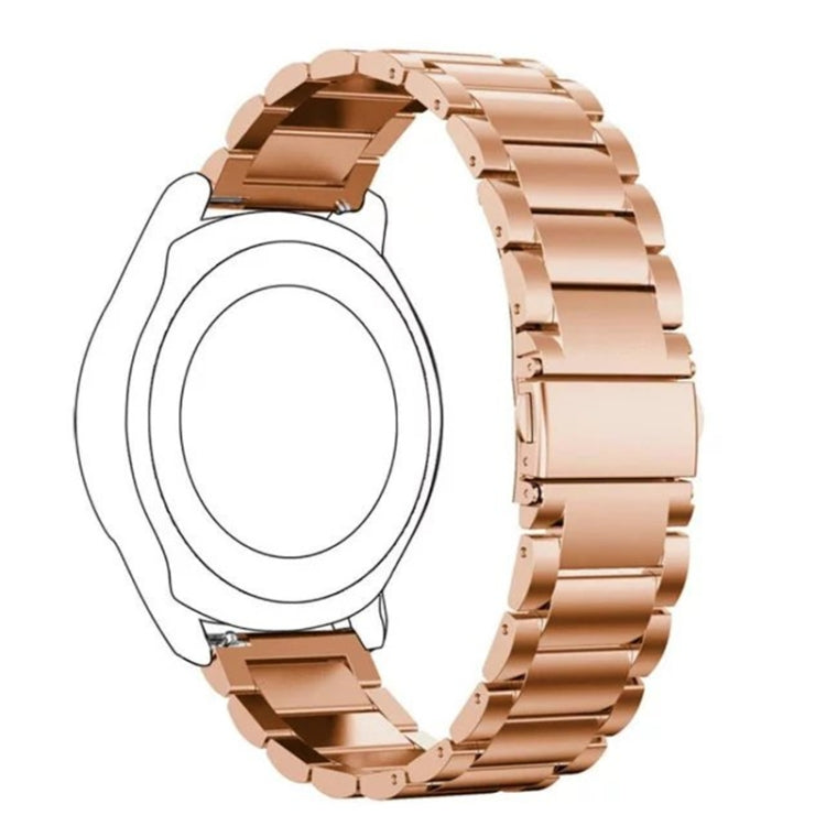 20mm Three Flat Buckle Stainless Steel Replacement Watchband for Samsung Galaxy Watch Active 2 / Amazfit GTS 2(Rose Gold) - Watch Bands by buy2fix | Online Shopping UK | buy2fix