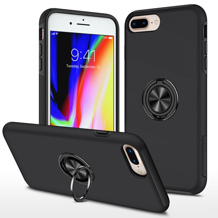 Magnetic Ring Kickstand Shockproof Phone Case For iPhone 8 Plus / 7 Plus(Black) - More iPhone Cases by buy2fix | Online Shopping UK | buy2fix
