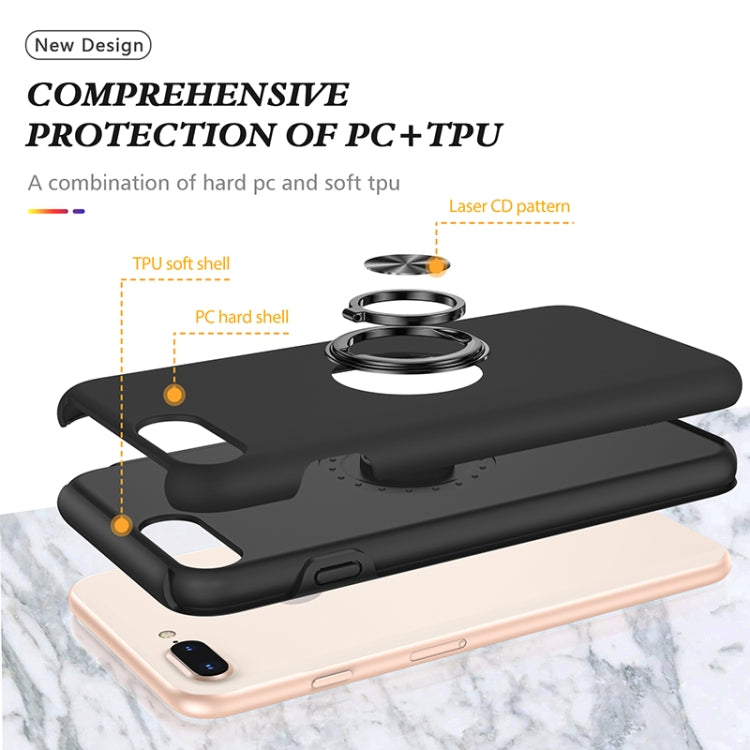 Magnetic Ring Kickstand Shockproof Phone Case For iPhone 8 Plus / 7 Plus(Black) - More iPhone Cases by buy2fix | Online Shopping UK | buy2fix