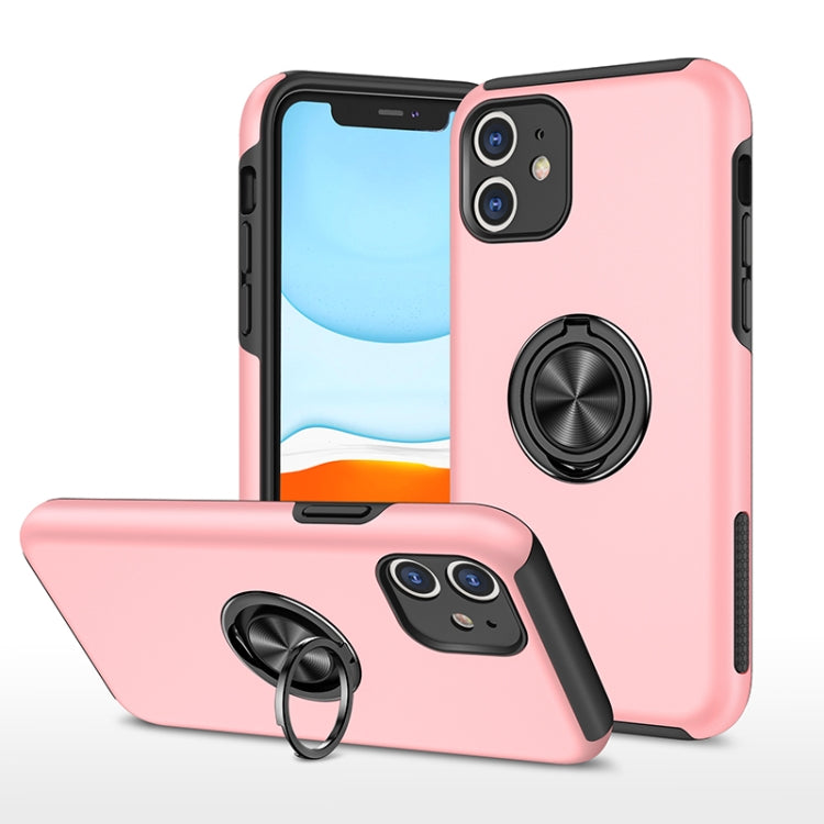 For iPhone 11 Magnetic Ring Kickstand Shockproof Phone Case (Rose Gold) - iPhone 11 Cases by buy2fix | Online Shopping UK | buy2fix