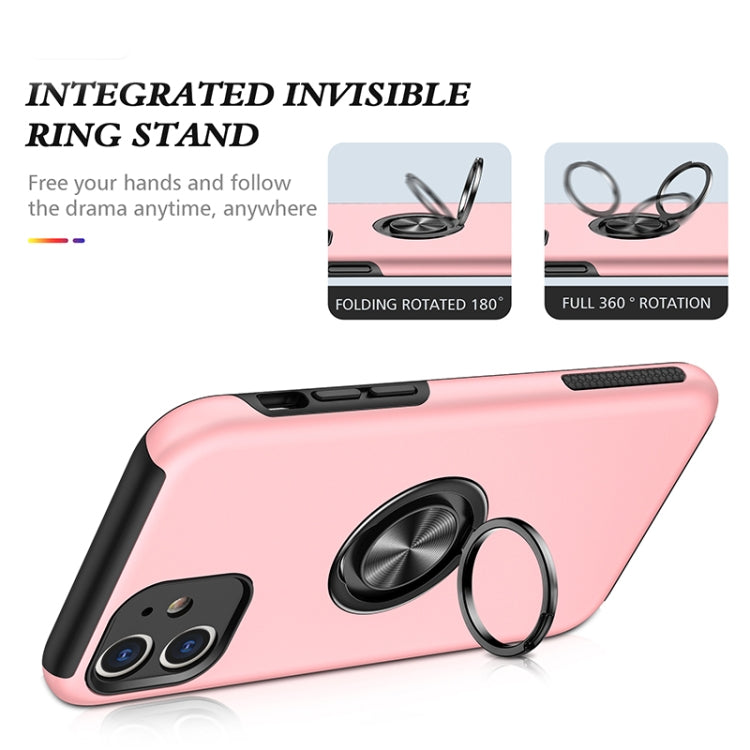 For iPhone 11 Magnetic Ring Kickstand Shockproof Phone Case (Rose Gold) - iPhone 11 Cases by buy2fix | Online Shopping UK | buy2fix