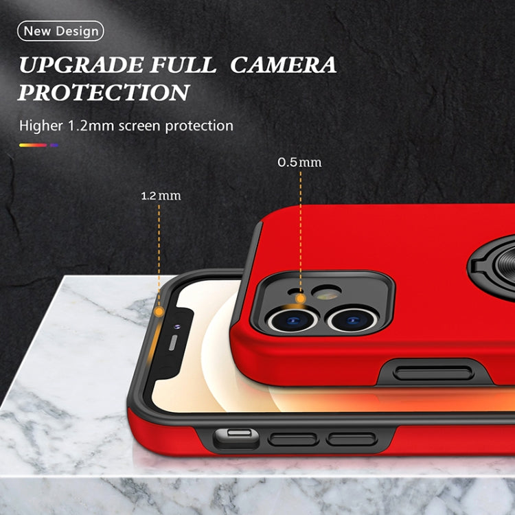 For iPhone 12 mini Magnetic Ring Kickstand Shockproof Phone Case (Red) - iPhone 12 mini Cases by buy2fix | Online Shopping UK | buy2fix