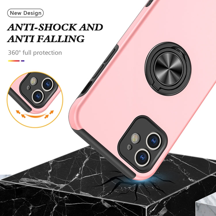 For iPhone 12 mini Magnetic Ring Kickstand Shockproof Phone Case (Rose Gold) - iPhone 12 mini Cases by buy2fix | Online Shopping UK | buy2fix