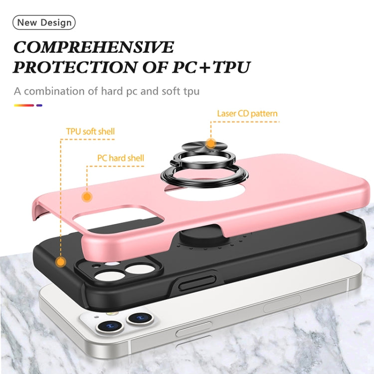 For iPhone 12 mini Magnetic Ring Kickstand Shockproof Phone Case (Rose Gold) - iPhone 12 mini Cases by buy2fix | Online Shopping UK | buy2fix