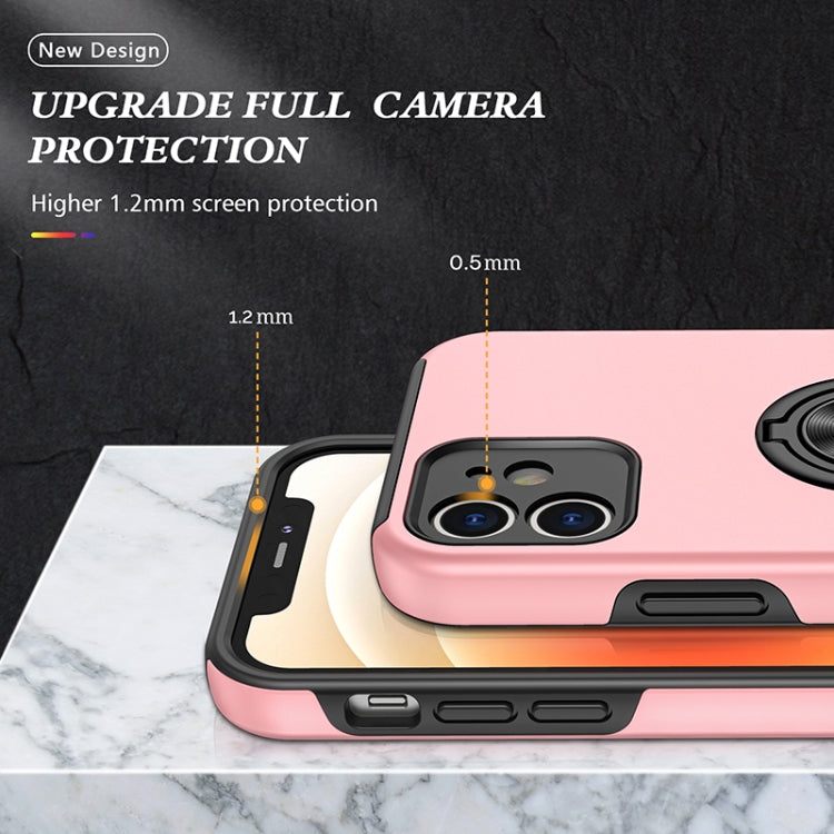 For iPhone 12 mini Magnetic Ring Kickstand Shockproof Phone Case (Rose Gold) - iPhone 12 mini Cases by buy2fix | Online Shopping UK | buy2fix