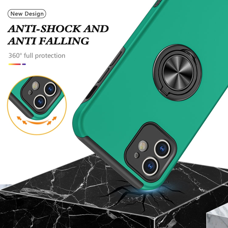 For iPhone 12 mini Magnetic Ring Kickstand Shockproof Phone Case (Dark Green) - iPhone 12 mini Cases by buy2fix | Online Shopping UK | buy2fix