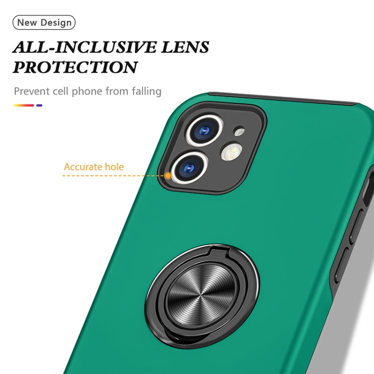 For iPhone 12 mini Magnetic Ring Kickstand Shockproof Phone Case (Dark Green) - iPhone 12 mini Cases by buy2fix | Online Shopping UK | buy2fix
