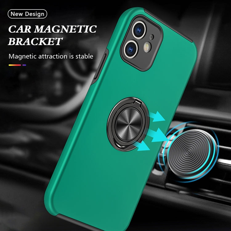For iPhone 12 mini Magnetic Ring Kickstand Shockproof Phone Case (Dark Green) - iPhone 12 mini Cases by buy2fix | Online Shopping UK | buy2fix
