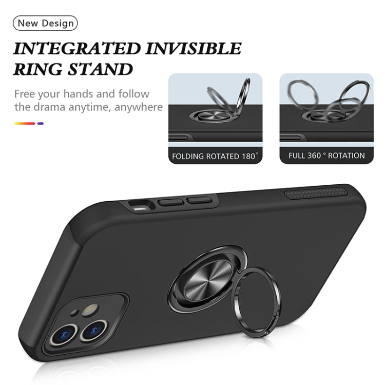 For iPhone 12 Magnetic Ring Kickstand Shockproof Phone Case(Black) - iPhone 12 / 12 Pro Cases by buy2fix | Online Shopping UK | buy2fix