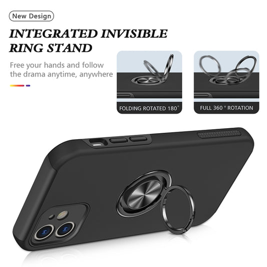 For iPhone 12 Magnetic Ring Kickstand Shockproof Phone Case(Black) by buy2fix