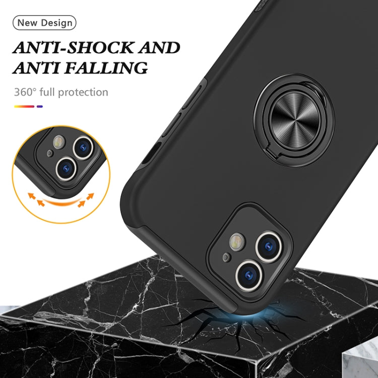 For iPhone 12 Magnetic Ring Kickstand Shockproof Phone Case(Black) - iPhone 12 / 12 Pro Cases by buy2fix | Online Shopping UK | buy2fix