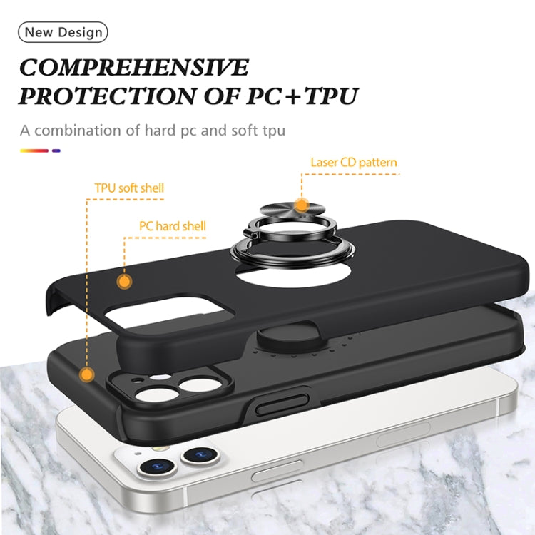 For iPhone 12 Magnetic Ring Kickstand Shockproof Phone Case(Black) - iPhone 12 / 12 Pro Cases by buy2fix | Online Shopping UK | buy2fix