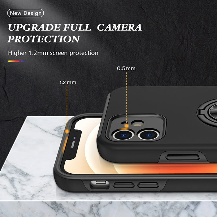 For iPhone 12 Magnetic Ring Kickstand Shockproof Phone Case(Black) - iPhone 12 / 12 Pro Cases by buy2fix | Online Shopping UK | buy2fix