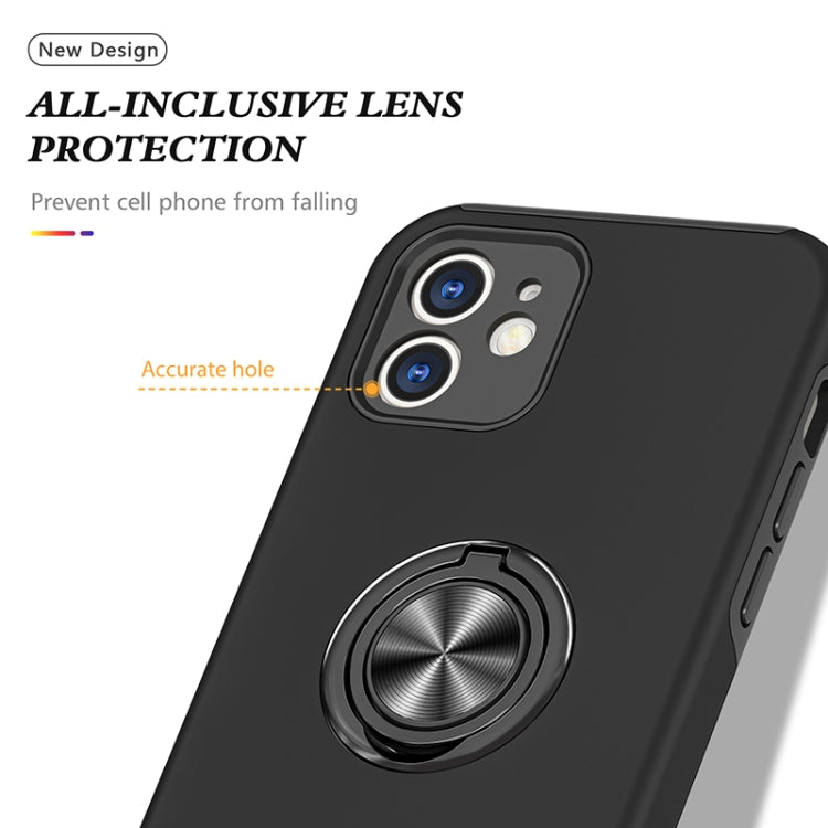 For iPhone 12 Magnetic Ring Kickstand Shockproof Phone Case(Black) - iPhone 12 / 12 Pro Cases by buy2fix | Online Shopping UK | buy2fix