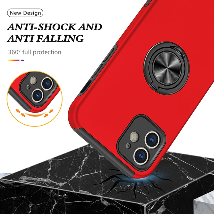 For iPhone 12 Magnetic Ring Kickstand Shockproof Phone Case(Red) - iPhone 12 / 12 Pro Cases by buy2fix | Online Shopping UK | buy2fix
