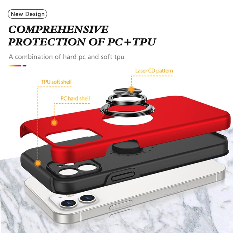 For iPhone 12 Magnetic Ring Kickstand Shockproof Phone Case(Red) - iPhone 12 / 12 Pro Cases by buy2fix | Online Shopping UK | buy2fix