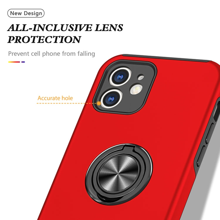 For iPhone 12 Magnetic Ring Kickstand Shockproof Phone Case(Red) - iPhone 12 / 12 Pro Cases by buy2fix | Online Shopping UK | buy2fix