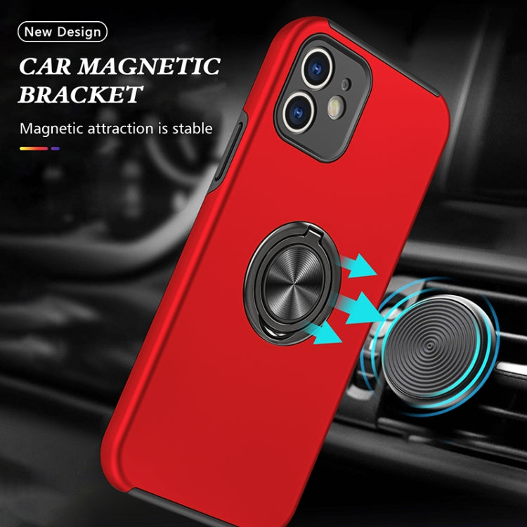 For iPhone 12 Magnetic Ring Kickstand Shockproof Phone Case(Red) - iPhone 12 / 12 Pro Cases by buy2fix | Online Shopping UK | buy2fix