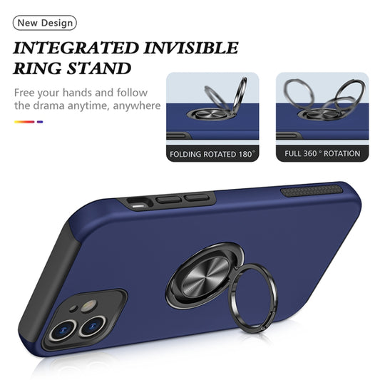 For iPhone 12 Magnetic Ring Kickstand Shockproof Phone Case(Blue) by buy2fix