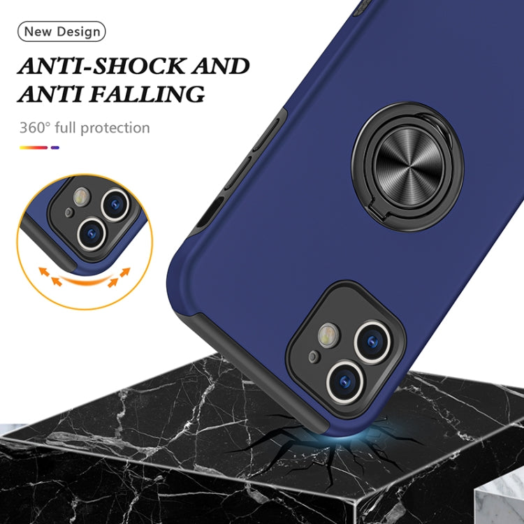 For iPhone 12 Magnetic Ring Kickstand Shockproof Phone Case(Blue) - iPhone 12 / 12 Pro Cases by buy2fix | Online Shopping UK | buy2fix