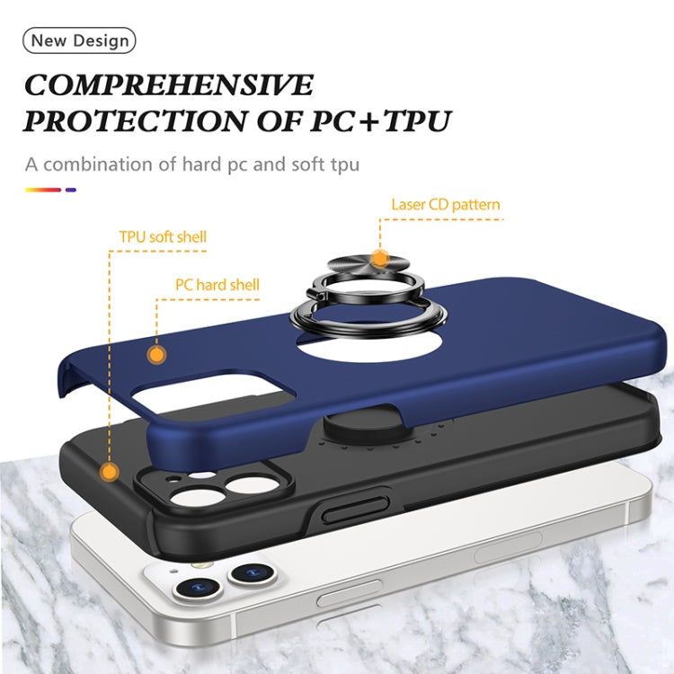 For iPhone 12 Magnetic Ring Kickstand Shockproof Phone Case(Blue) - iPhone 12 / 12 Pro Cases by buy2fix | Online Shopping UK | buy2fix