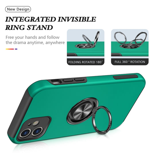 For iPhone 12 Magnetic Ring Kickstand Shockproof Phone Case(Dark Green) by buy2fix