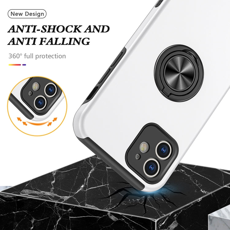 For iPhone 12 Magnetic Ring Kickstand Shockproof Phone Case(Silver) - iPhone 12 / 12 Pro Cases by buy2fix | Online Shopping UK | buy2fix